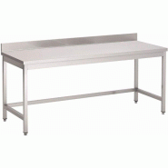 Table inox (L)1800 x (P)700 x (H)940 mm, sans étagère basse avec dosseret