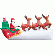 Traineau du Père Noël géant gonflable avec projecteur LED intégré L310 cm