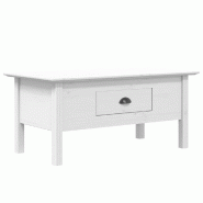 VidaXL Table basse BODO blanc 100x55x46 cm bois de pin massif Modèle Aurore Pro - 355068