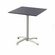 X Cross table de bistrot avec piètement sable + plateau HPL noir 70x70 cm