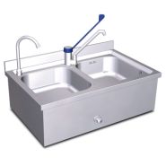 054202 - ensemble de lave-mains et plonge inox - fricosmos sa - 2bacs - deux robinets