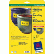 AVERY 960 étiquettes ultra-résistantes Laser jaunes, format 45,7 x 21,2 mm (20 feuilles A4 / cdt) - 4004182963821