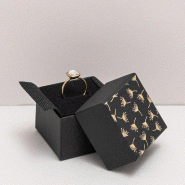 Boîte écrin bague noir dorure à chaud Astera 4,5x4,5x3,5cm - par 5