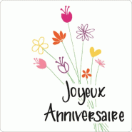 Etiquette adhésive Joyeux Anniversaire 35x35mm - par 500