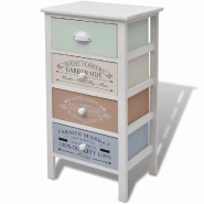 Helloshop26 - Armoire de rangement style français 38 x 28 x 72 cm avec 4 tiroirs en bois blanchi 02_0046274 - blanc Bois massif 3000234141507