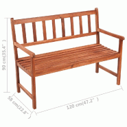 Helloshop26 - Banc de jardin meuble de patio d'extérieur terrasse avec coussin 120 cm bois d'acacia massif 02_0011368 - Bois massif 3000622947766