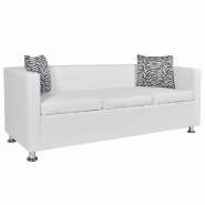 Helloshop26 - Jeu de canapé 2 places de salon salle de séjour maison intérieur et à 3 places cuir synthétique blanc  02_0019695 - blanc polyester
