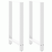 Helloshop26 - Lot de 2 pieds de table de bar carrés ajustables 60 x 100 cm design moderne en acier blanc 02_0057585 - blanc acier 3000240120503