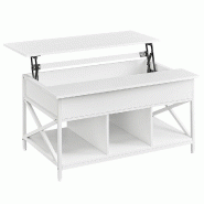Helloshop26 - Table basse table de salon avec plateau relevable avec rangement ouvert et compartiment caché barres en forme de 60 x 12_0007472 - 3000