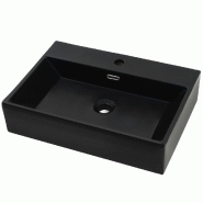 Helloshop26 - Vasque avec trou de robinet en céramique 60,5 cm noir 02_0002546 - 3000100431534