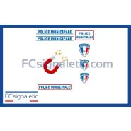 Kit sérigraphie balisage Police municipale magnétique pour véhicule léger et petits utilitaires Kit sérigraphie balisage Police municipale magnétique pour véhicule léger et petits utilitaires