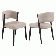 Merax Lot de 2 chaises de salle à manger , 60 x 49 x 80 cm, pieds en métal noir, housse en chenille taupe et rembourrage mousse 25D - multicolore mu
