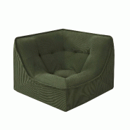 Oviala Business Fauteuil d'angle pour canapé modulable en velours 90 x 90 x 70 cm vert - vert polyester 115123