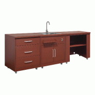 Oviala Business Oviala Cuisine d'extérieur 3 éléments avec évier et rangements en acier 96 x 198 x 89 cm brique - marron acier 115307