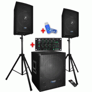 Système Sonorisation Complet 2200W Enceintes + Subwoofer BM SONIC BMS1512 avec table de mixage bluetooth usb  +clé usb 32gigas - 3666638042002
