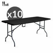 Tables pliantes noires 180cm - lot de 10