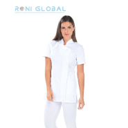 Tunique de travail femme manches courtes en coton et polyester - 2 poches - INES REMI CONFECTION - Réf : R-6125_0