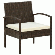 VidaXL Chaise De Jardin Avec Coussin Résine Tressée Marron - marron 45794