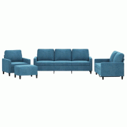 VidaXL Ensemble de canapés 4 pcs avec coussins Bleu Velours Modèle Unique Plus - 3201495