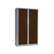 Armoire haute à rideaux bois 1000 x 430 x 1980 mm gris aluminium wengé Armoire haute à rideaux bois 1000 x 430 x 1980 mm gris aluminium wengé