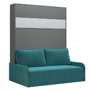 ARMOIRE LIT ESCAMOTABLE BERMUDES SOFA GRIS BANDEAU BLANC CANAPÉ BLEU 160*200 CM