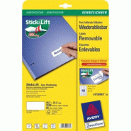 AVERY 1200 étiquettes enlevables blanc, format 45,7 x 21,2 mm (25 feuilles A4 / cdt) - 3266550132456