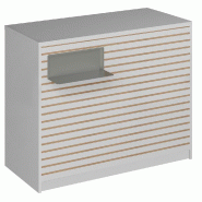 Comptoir Vertigo H T03nat. Spl.Gauche L120cm 2tabl.Couliss.4tab.Amovib-blanc
