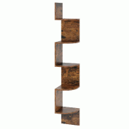 COSTWAY Étagère d'angle à 5 niveaux, étagère murale flottante, 20 x 20 x 126 cm (marron) - marron VL32599OR