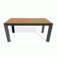 DCB GARDEN Table de jardin en aluminium de coloris gris anthracite et plateau polywood aspect bois (120x80 cm) - TONGA - 3700286491314