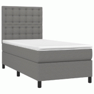 Décoshop26 - Cadre de lit LED avec sommier tête de lit matelas 100x200 cm tissu gris foncé TDL0208423 - gris 3001539482722
