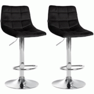 Décoshop26 - Lot de 2 tabourets de bar en velours noir base métal chromé réglable en hauteur et repose-pieds TDB10634 - noir 3002469532693 Décoshop26 - Lot de 2 tabourets de bar en velours noir base métal chromé réglable en hauteur et repose-pieds TDB10634 - noir 3002469532693