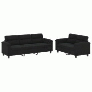 Ensemble de canapés 2 pcs avec coussins noir tissu microfibre Modèle Tervessa - 8721012073081