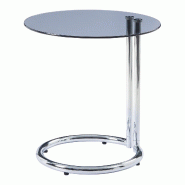 Helloshop26 - Table d'appoint verre trempé 46 x 45 cm verre fumé chrome 03_0010979 - verre 3000225510640