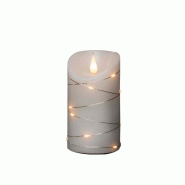 Konstsmide Bougie LED en cire véritable, fil argenté, flamme 3D, minuteur H : 13,5cm blanc - blanc 7318301834198