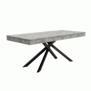 Merax Table à manger extensible 140/180 x 80 x 76 cm pour 6-8 personnes, plateau 93 mm, pieds croisés en métal, aspect marbre gris - gris multi-mat