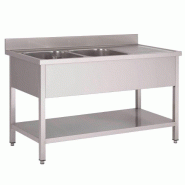 Plonge 2 bacs en inox avec égouttoir à droite - Profondeur 700 mm - Longueurs 1600 ou 2000 mm Plonge 2 bacs en inox avec égouttoir à droite - Profondeur 700 mm - Longueurs 1600 ou 2000 mm