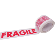 Ruban adhésif imprimé fragile en texte en rouge sur fond blanc - 48 x 100 mm - PPF50100 Ruban adhésif imprimé fragile en texte en rouge sur fond blanc - 48 x 100 mm - PPF50100