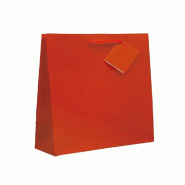 Sac luxe kraft rouge anses cordon rouge 19+10x27cm - par 100