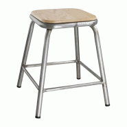 Tabouret bas en acier galvanisé avec assise en bois Bolero Cantina (lot de 4) | Fameg - DE478