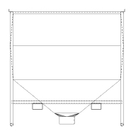 Trémie de stockage standard avec une sortie centrée verticale de 2m3.