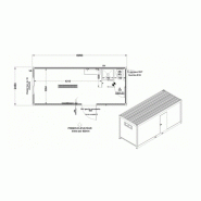 Bungalow de chantier cubo 61120 a / bureau / sanitaire / stockage / aménagé / ossature en métal / parois en panneau sandwich / 6.05 x 2.45 x 2.73 m