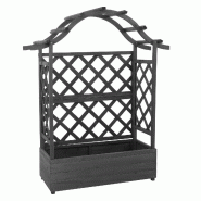 Décoshop26 - Bac à fleurs surélevé avec treillis 4 côtés jardinière 138 x 110 x 44 cm en bois anthracite-gris 04_0008926 - Bois massif 3000267225212