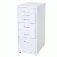 Décoshop26 - Caisson à tiroirs meuble de rangement bureau sur roulettes 69x28x41cm 5 tiroirs acier blanc 04_0004353 - blanc 3000448132698 Décoshop26 - Caisson à tiroirs meuble de rangement bureau sur roulettes 69x28x41cm 5 tiroirs acier blanc 04_0004353 - blanc 3000448132698