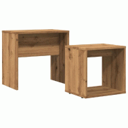 Décoshop26 - Lot de 2 tables d'appoint gigognes en bois d'ingénierie marron effet vieilli DEC040492 - marron Bois massif 3000264959783