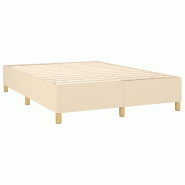 Décoshop26 - Sommier à lattes sur pieds cadre de lit 140x200 cm tissu crème TDL0207264 - beige 3001178988005