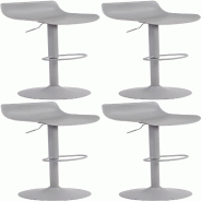 Décoshop26 - Tabourets de bar x4 avec repose-pieds hauteur réglable desing moderne en plastique gris et métal gris 10_0004499 - gris métal 3000252