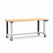 Établi roulant plateau bois L.2000 mm et pieds réglables NOVALP