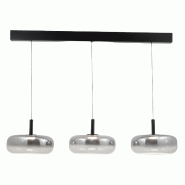 Fabas Luce Suspension Led Devero 3 X 7 W 2550 Lm, Température De Couleur Variable, Structure En Métal Et Verre Borosilicate, Dégradé Gris Clair -