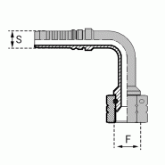 Femelle - 90° courbe haute (DKJ90LD-IN) - 16 , 1" , 25.4 , 12 , 2.116