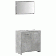 Helloshop26 - Armoire de bain murale moderne avec miroir 60 x 33 x 60 cm grand espace rangement en bois d'ingénierie gris béton 02_0050725 - gris Bo
